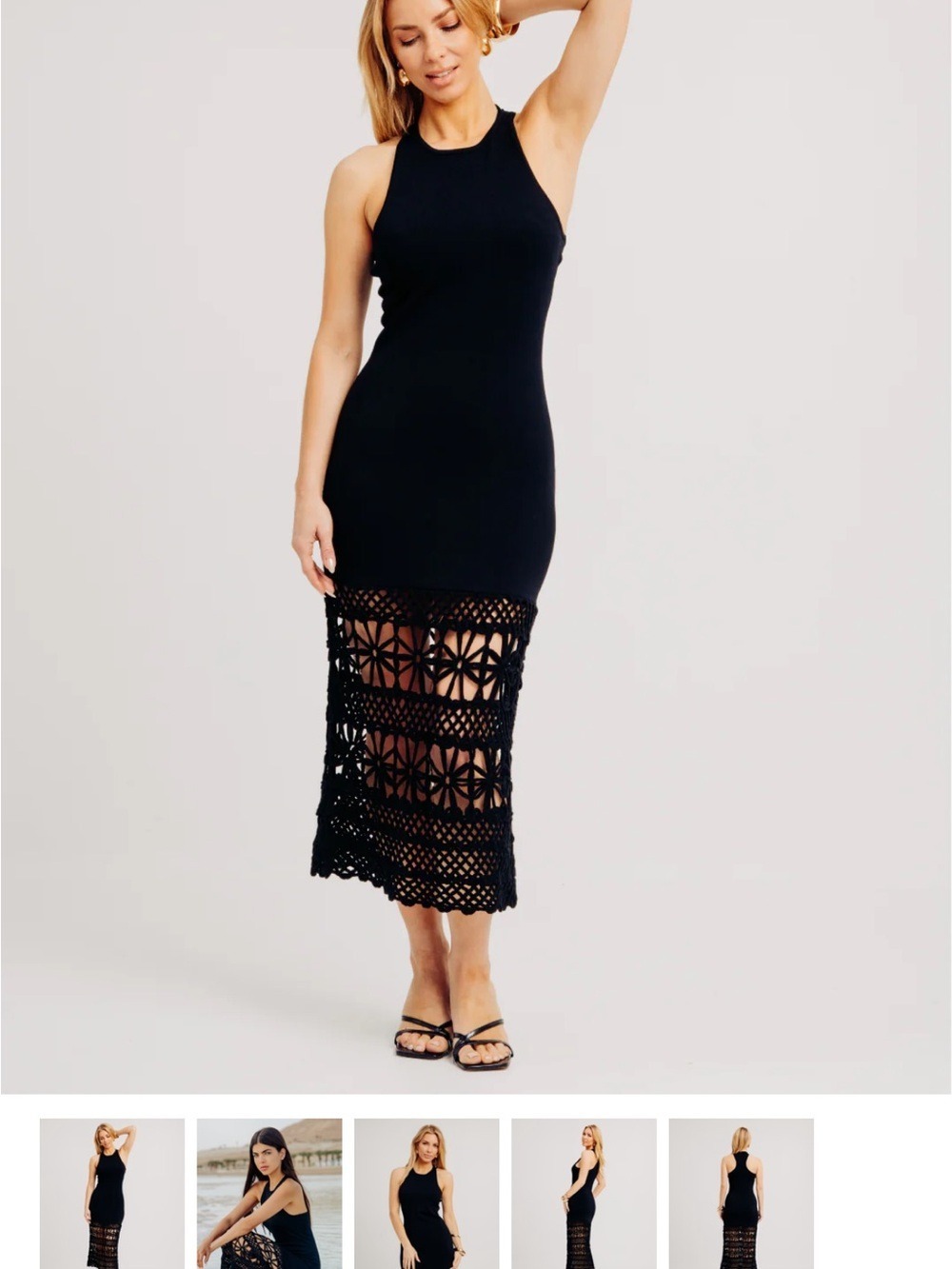 Torn by Ronny Kobo Nina Dress Black Crochet-Hem Maxi Dress